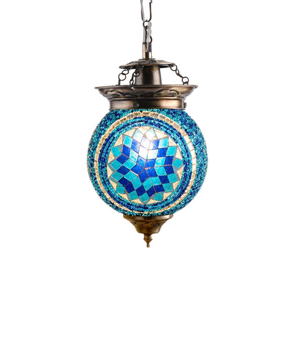 AntiqueTurkish Moroccan Mosaic Pendant with Metal hangings, Ceiling Hanging Light