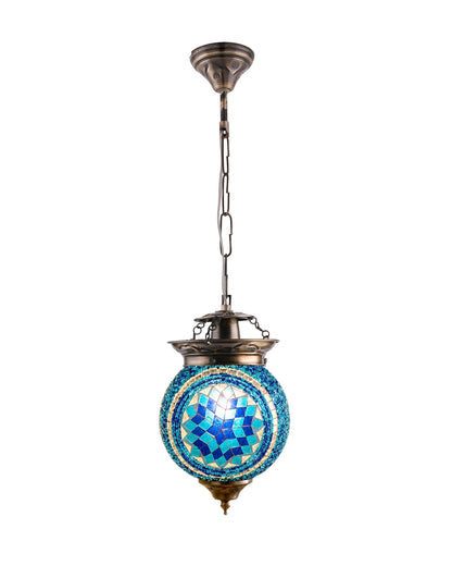 AntiqueTurkish Moroccan Mosaic Pendant with Metal hangings, Ceiling Hanging Light