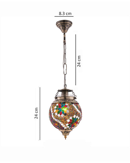AntiqueTurkish Moroccan Mosaic Pendant with Metal hangings, Ceiling Hanging Light