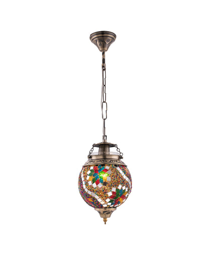 AntiqueTurkish Moroccan Mosaic Pendant with Metal hangings, Ceiling Hanging Light