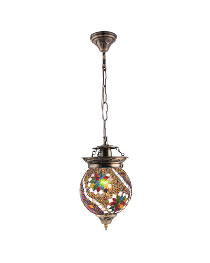 AntiqueTurkish Moroccan Mosaic Pendant with Metal hangings, Ceiling Hanging Light