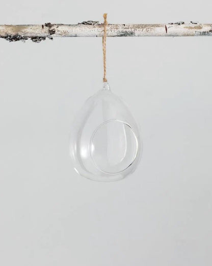 Hanging Glass Globe Borosil Tea Light, Hanging candles, Planters for Indoor and Outdoor Decoration pots for Plants Home Decor, with metal hanging chain (4' inch), set of 2