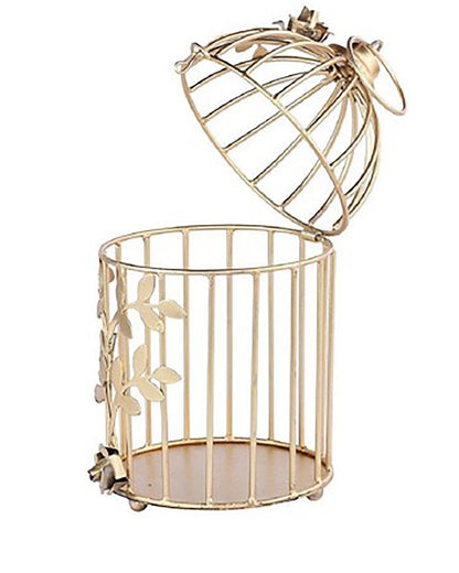Homesake® Candle Holder | Tealight Holder for Home Décor, Living Room, Table Décor, Pooja Candle Stand Lantern, Room, Diwali Decoration, Wedding & Festival Gift, Metal Birdcage Design, Golden