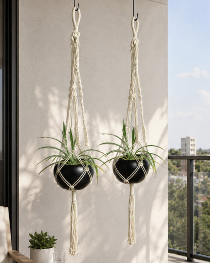 Macreme Hanging Planter Large Macrame with Pot Pack of 2