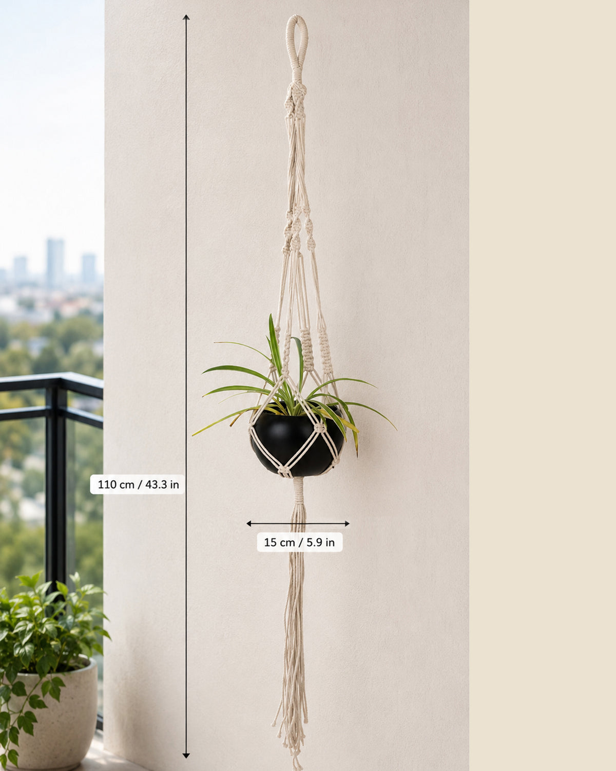 Macreme Hanging Planter Large Macrame with Pot Pack of 2