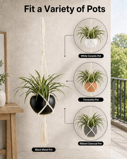 Macreme Hanging Planter Large Macrame with Pot Pack of 2