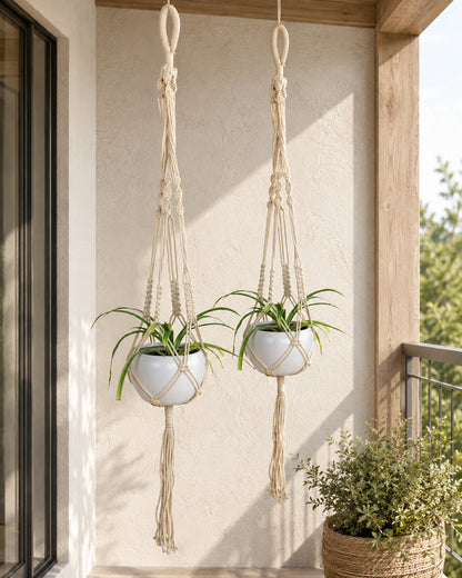 Macreme Hanging Planter Large Macrame with Pot Pack of 2