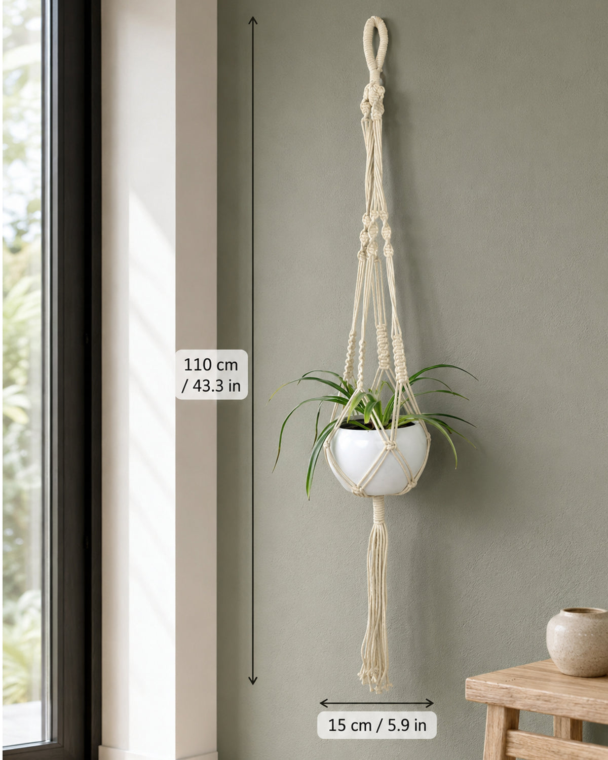 Macreme Hanging Planter Large Macrame with Pot Pack of 2