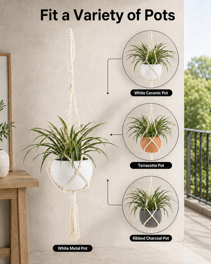 Macreme Hanging Planter Large Macrame with Pot Pack of 2