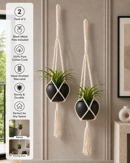 Hanging Planter Medium Macrame Planter With Pot Pack of 2