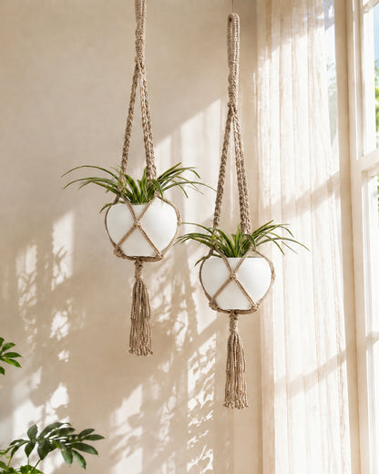 Hanging Planter Medium Macrame Planter With Pot Pack of 2