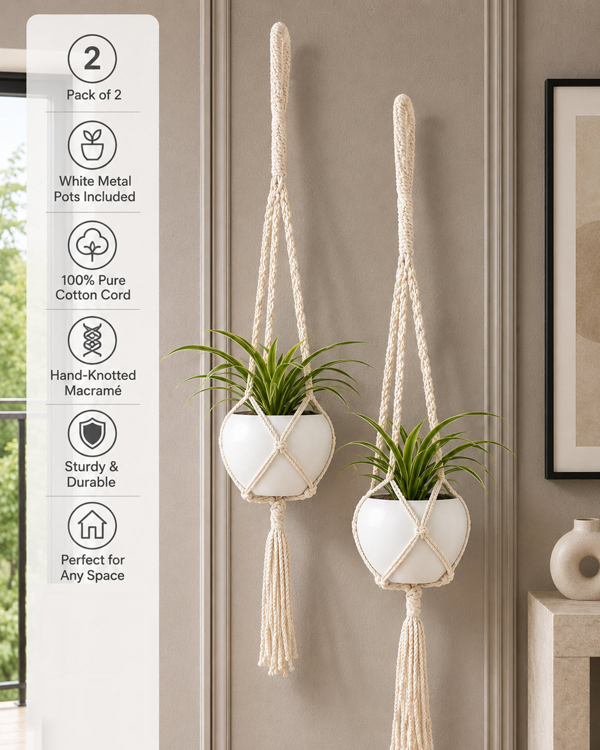 Hanging Planter Medium Macrame Planter With Pot Pack of 2