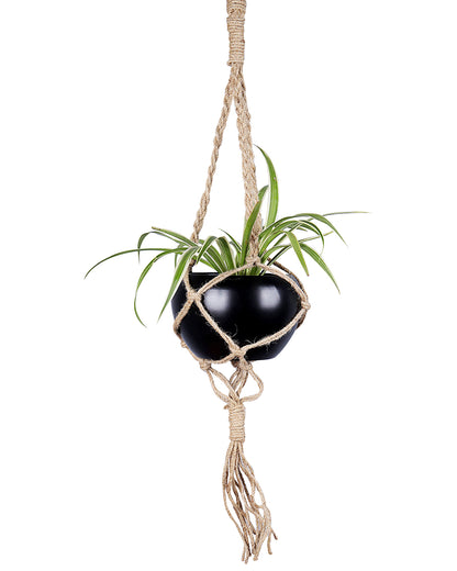 Hanging Macrame Planter Medium Jute with Pot, Pack of 2