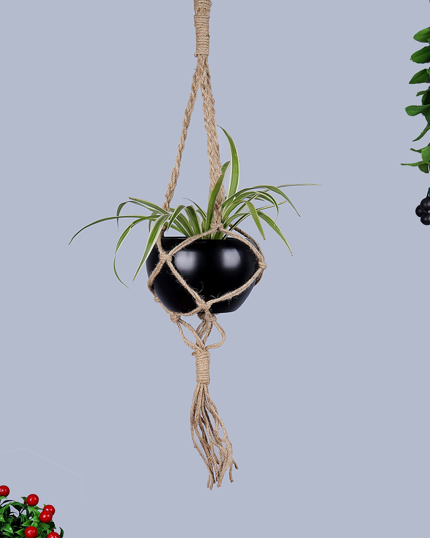 Hanging Macrame Planter Medium Jute with Pot, Pack of 2