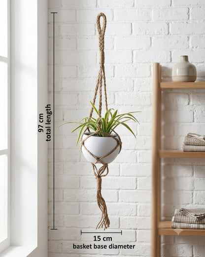 Hanging Macrame Planter Medium Jute with Pot, Pack of 2