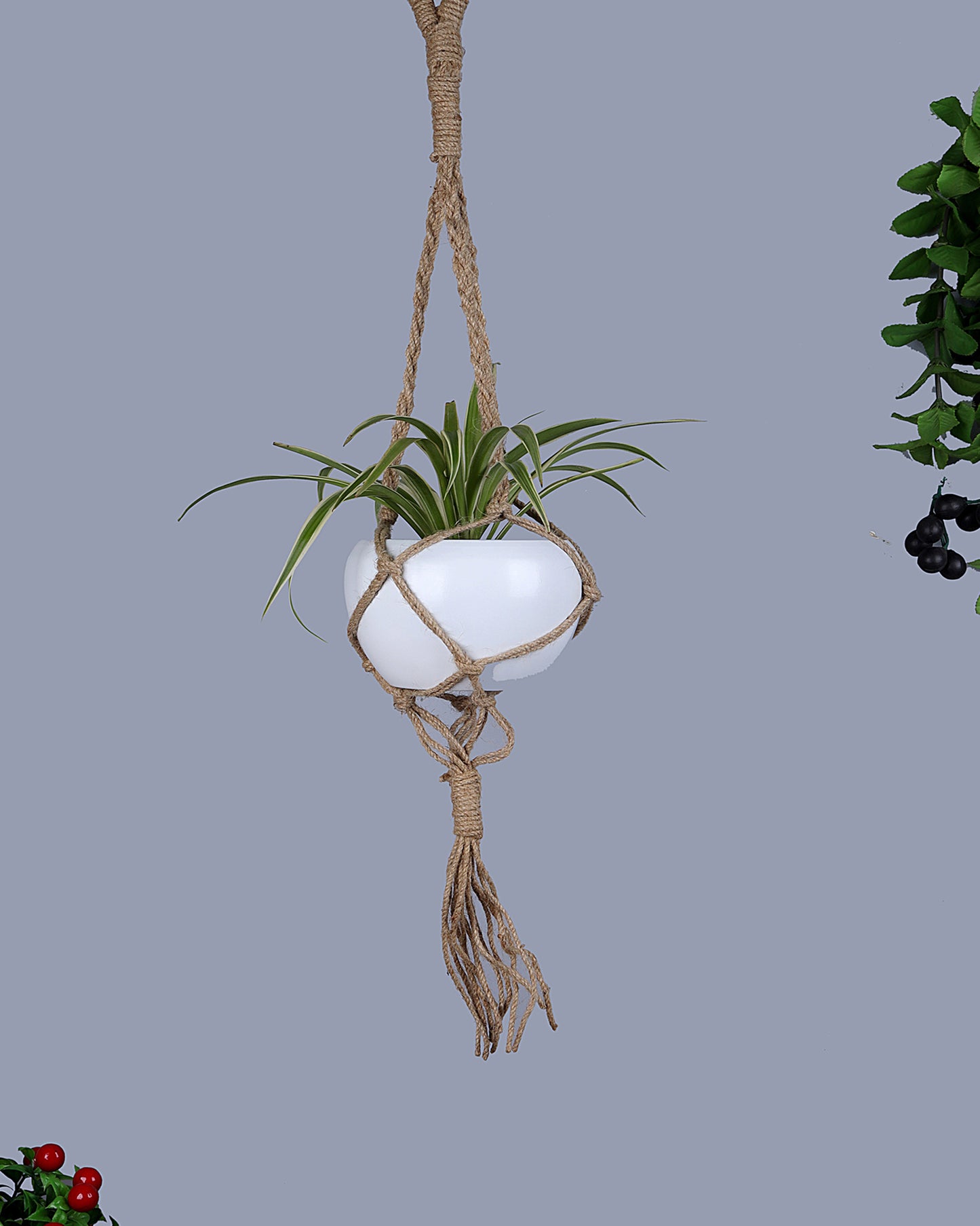 Hanging Macrame Planter Medium Jute with Pot, Pack of 2