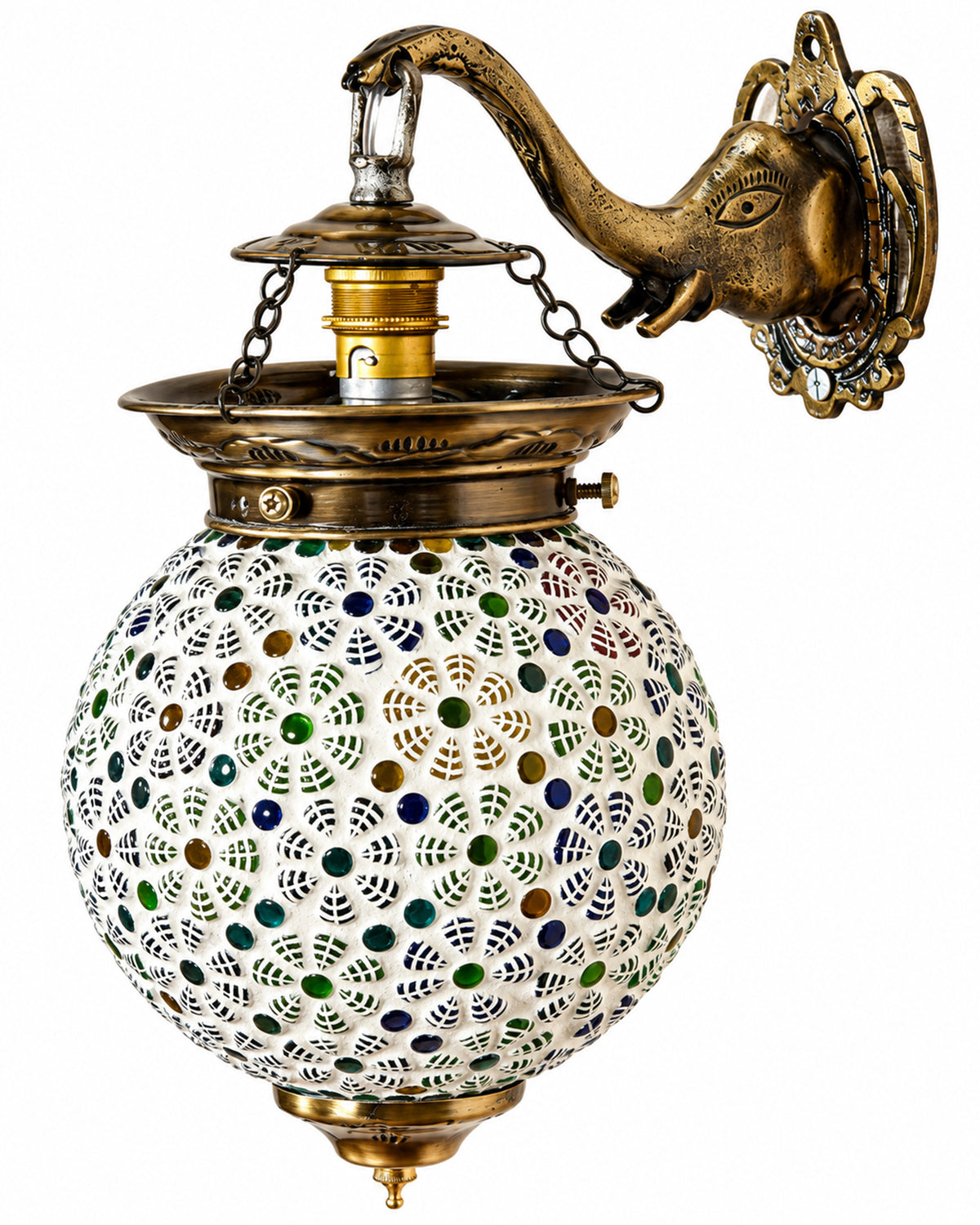 Antique Turkish Mosaic Heritage Style Wall Lamp, Glass Wall Bracket