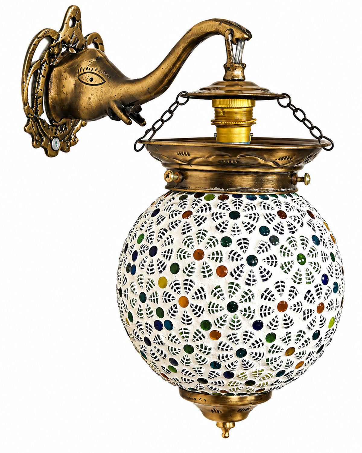 Antique Turkish Mosaic Heritage Style Wall Lamp, Glass Wall Bracket