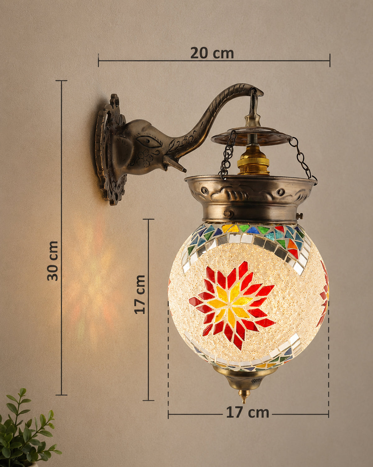 Antique Turkish Mosaic Heritage Style Wall Lamp, Glass Wall Bracket