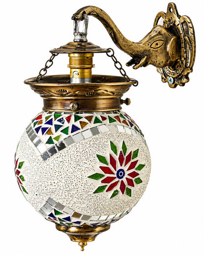 Antique Turkish Mosaic Heritage Style Wall Lamp, Glass Wall Bracket