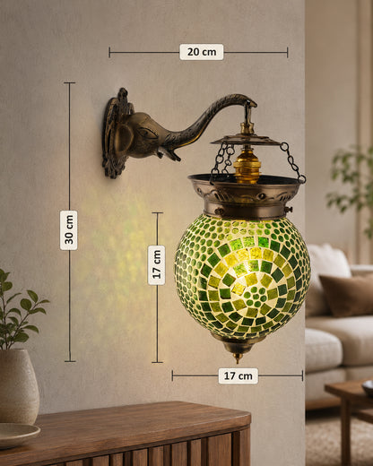 Antique Turkish Mosaic Heritage Style Wall Lamp, Glass Wall Bracket