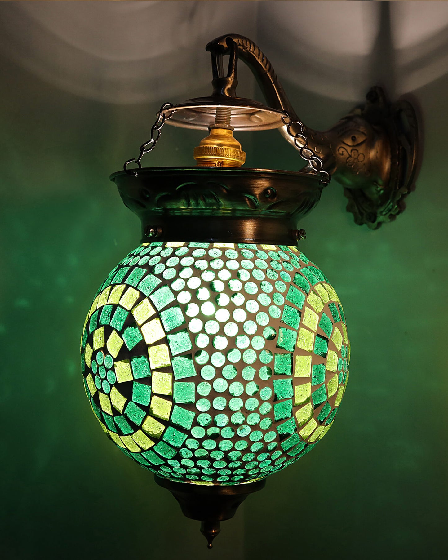 Antique Turkish Mosaic Heritage Style Wall Lamp, Glass Wall Bracket