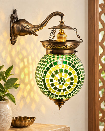 Antique Turkish Mosaic Heritage Style Wall Lamp, Glass Wall Bracket