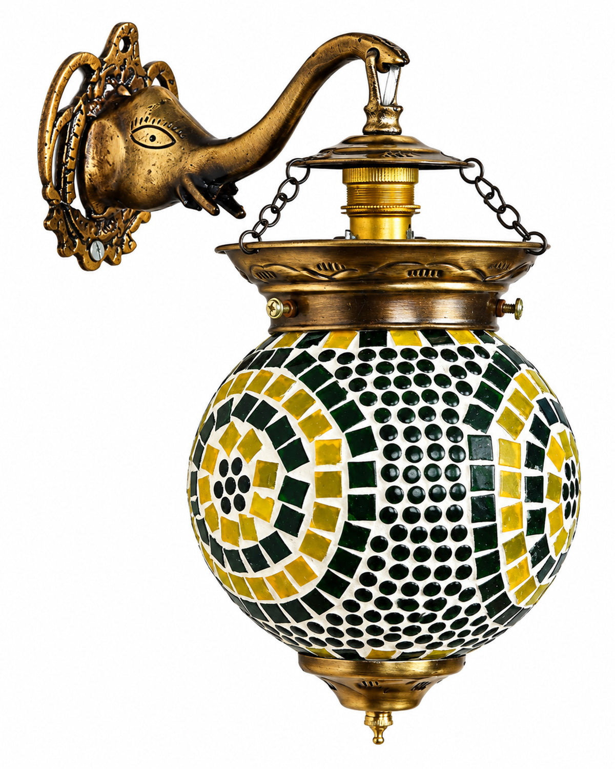 Antique Turkish Mosaic Heritage Style Wall Lamp, Glass Wall Bracket