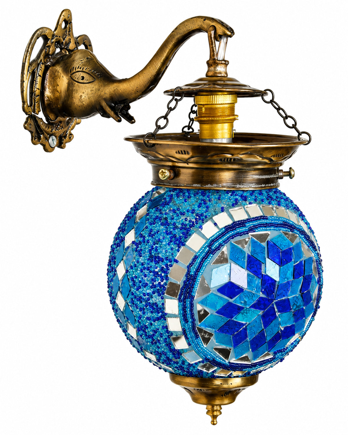 Antique Turkish Mosaic Heritage Style Wall Lamp, Glass Wall Bracket