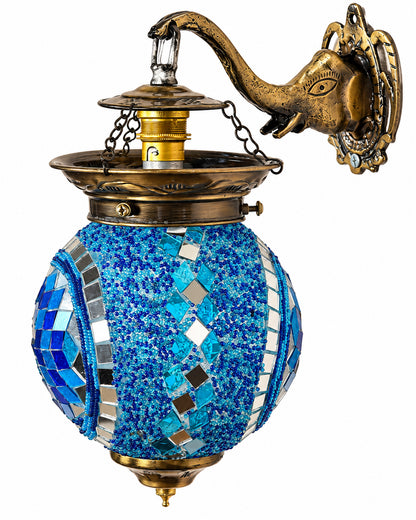 Antique Turkish Mosaic Heritage Style Wall Lamp, Glass Wall Bracket