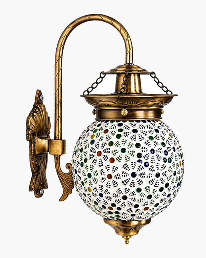 Antique Turkish Mosaic Heritage Style Wall Lamp, Glass Wall Bracket