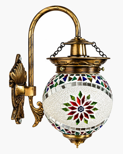 Antique Turkish Mosaic Heritage Style Wall Lamp, Glass Wall Bracket