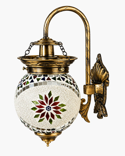 Antique Turkish Mosaic Heritage Style Wall Lamp, Glass Wall Bracket
