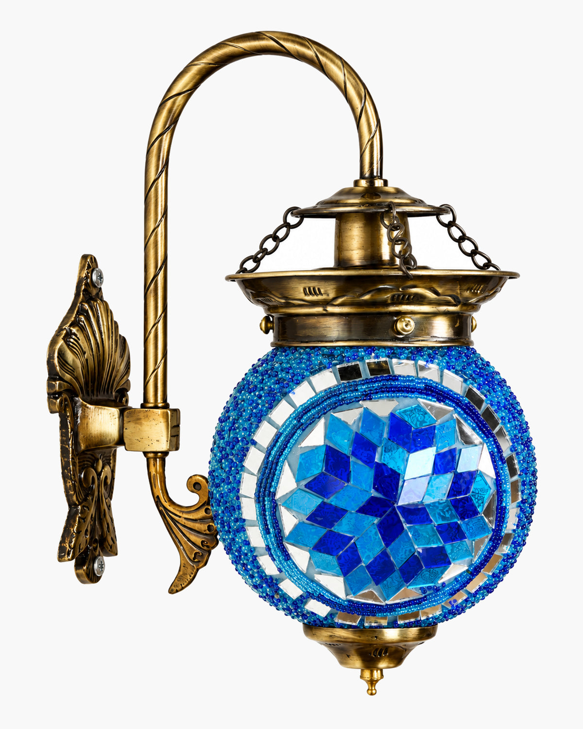 Antique Turkish Mosaic Heritage Style Wall Lamp, Glass Wall Bracket