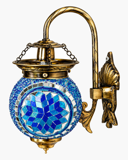 Antique Turkish Mosaic Heritage Style Wall Lamp, Glass Wall Bracket