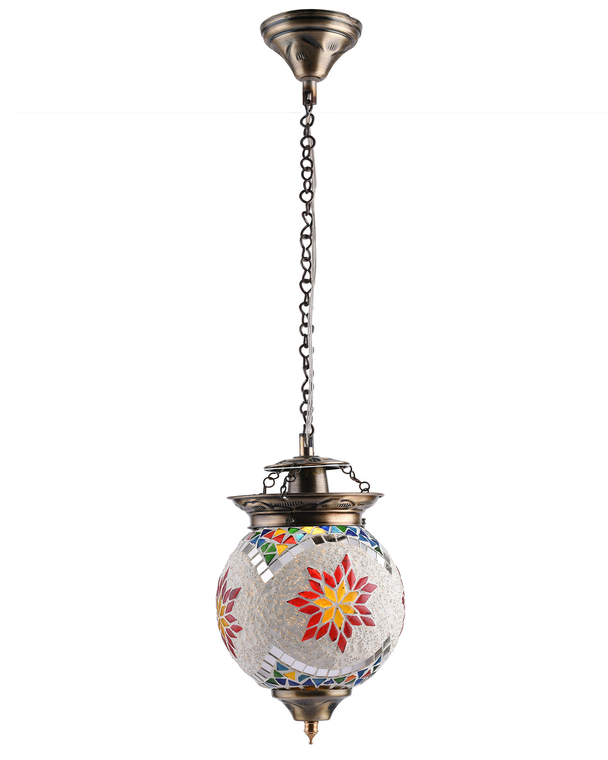 AntiqueTurkish Moroccan Mosaic Pendant with Metal hangings, Ceiling Hanging Light