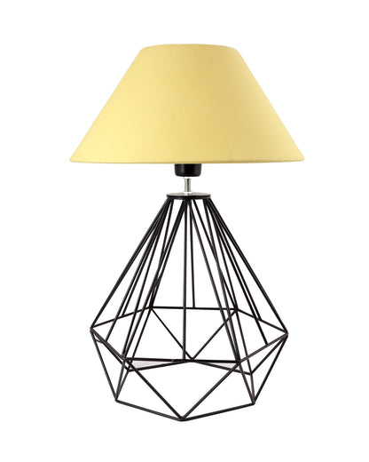 Modern Farmhouse Metal Diamond Desk Table Lamp with Light Bulb Decorative Bed Table Side Matt Black Light