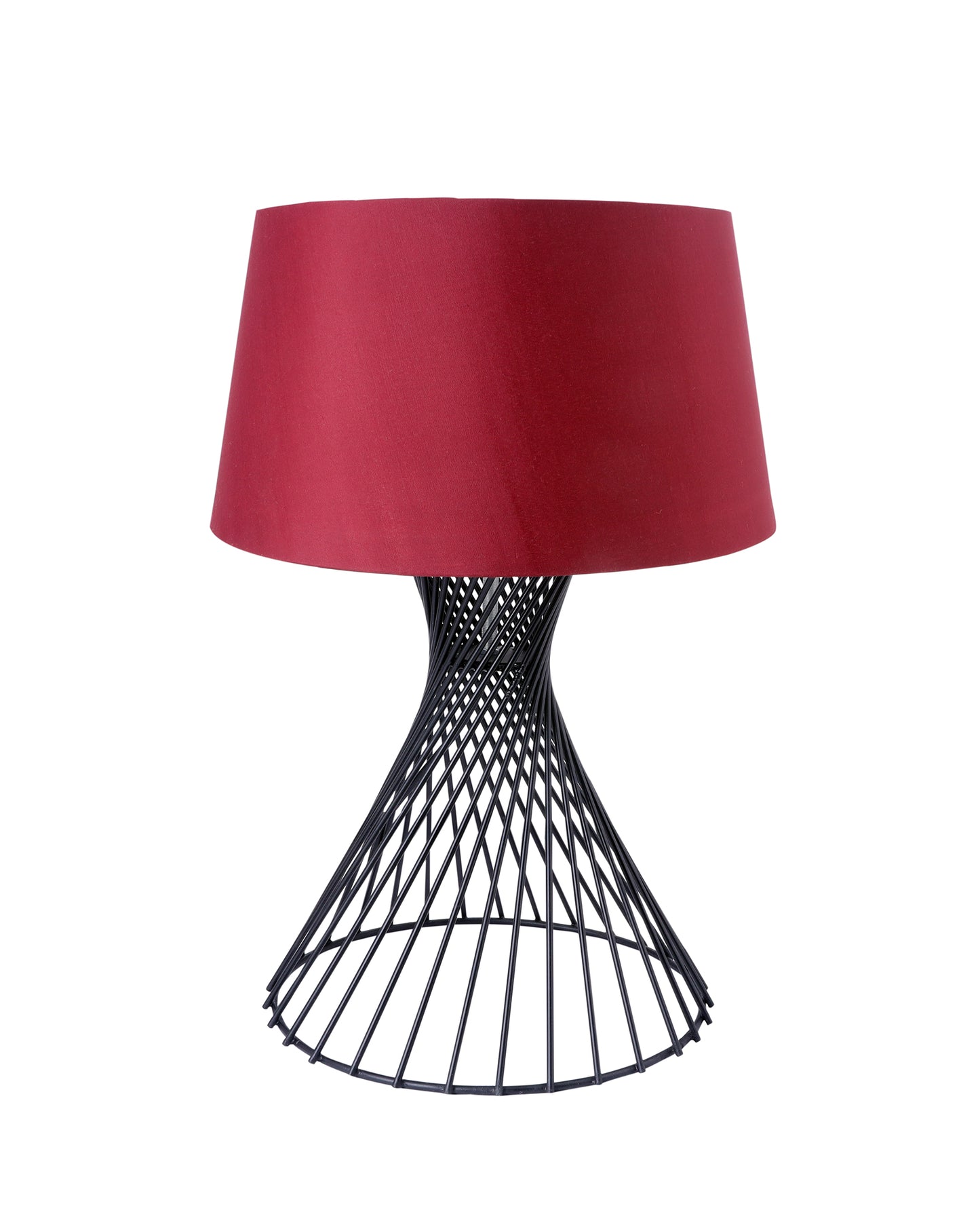 Modern Table Lamps, Spiral Metal Wire Black Base with Fabric Lampshade for Home Office Cafe Restaurant