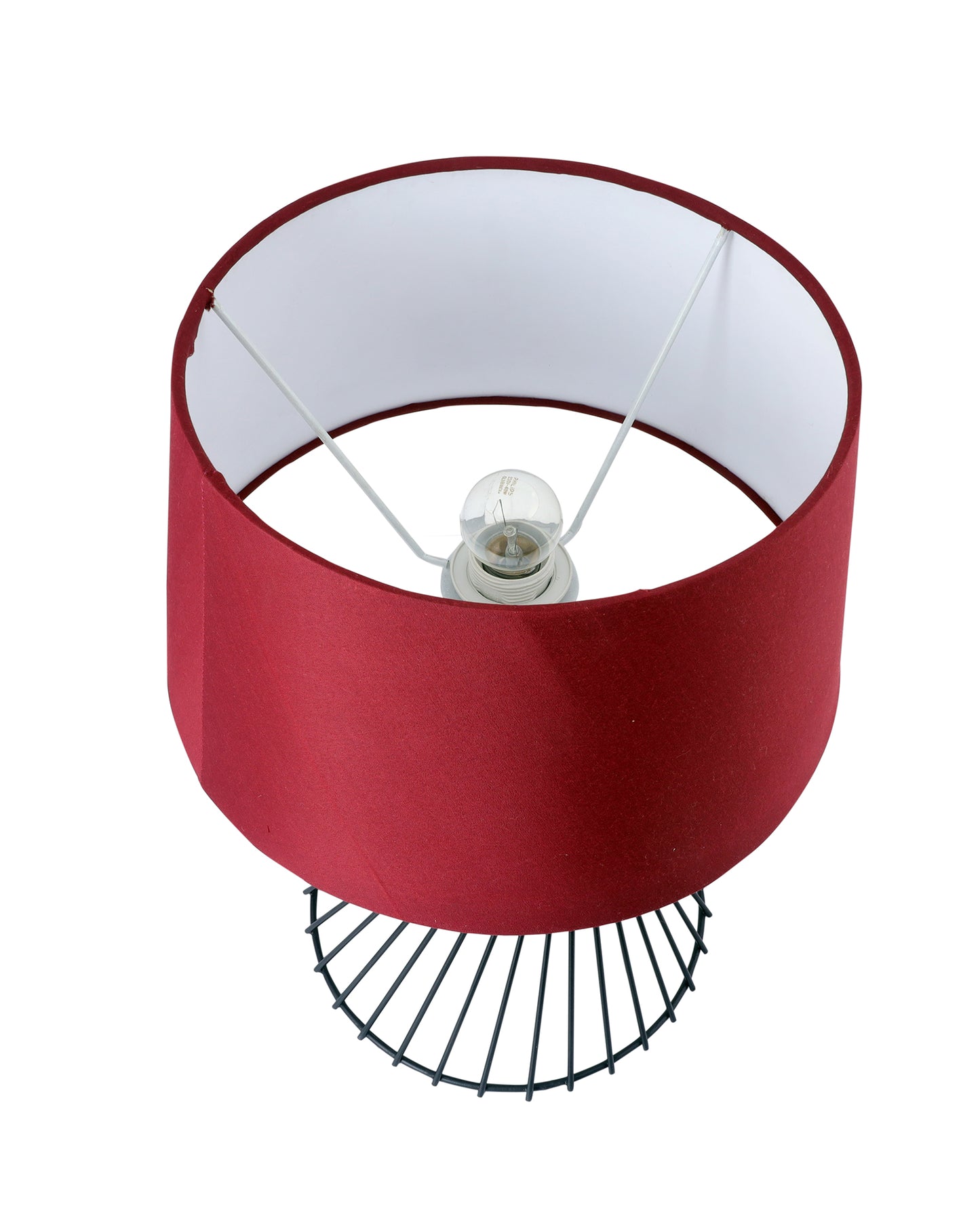 Modern Table Lamps, Spiral Metal Wire Black Base with Fabric Lampshade for Home Office Cafe Restaurant