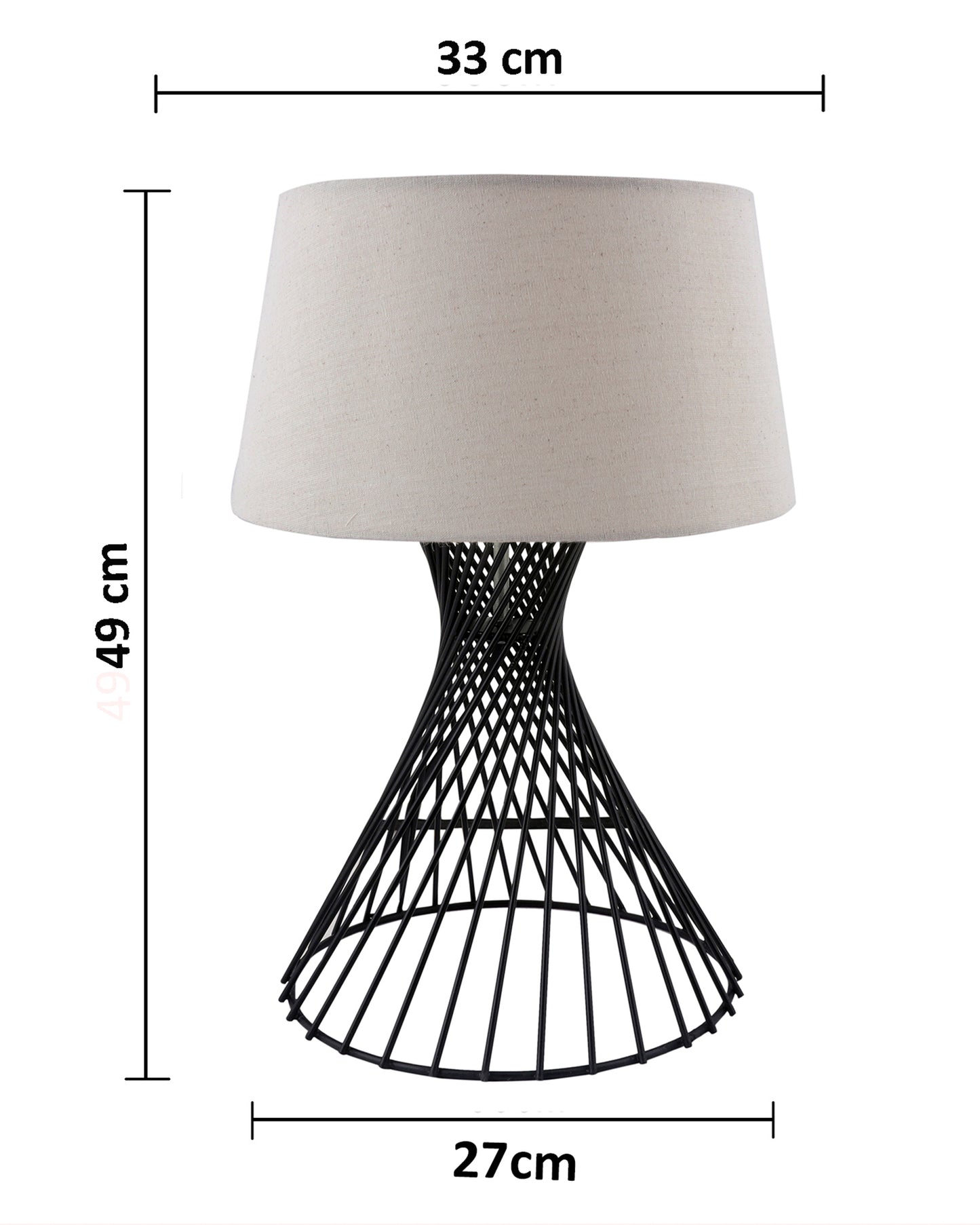 Modern Table Lamps, Spiral Metal Wire Black Base with Fabric Lampshade for Home Office Cafe Restaurant