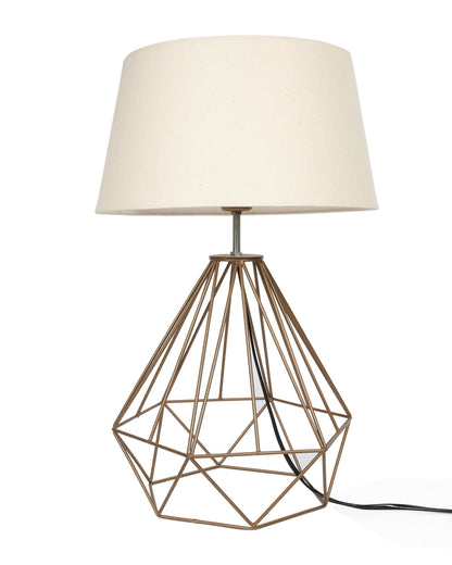 Modern Farmhouse Metal Diamond Desk Table Lamp with Light Bulb Decorative Bed Table Side Golden Light
