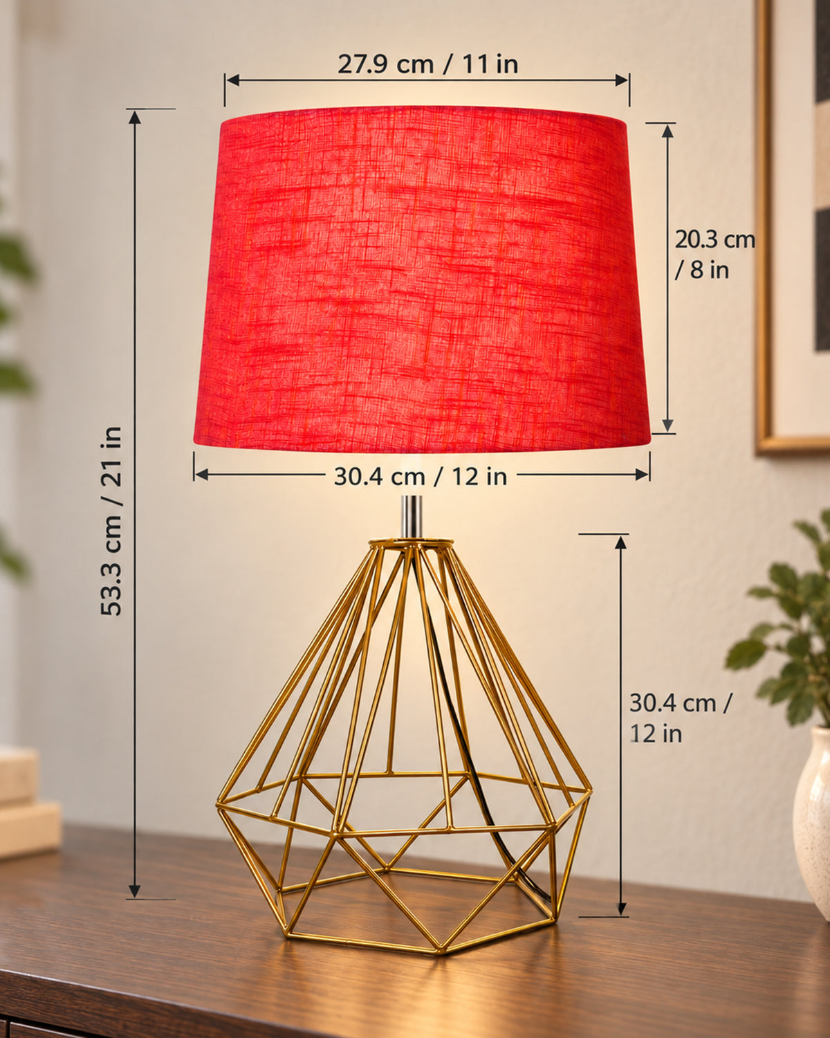 Modern Farmhouse Metal Diamond Desk Table Lamp with Light Bulb Decorative Bed Table Side Golden Light