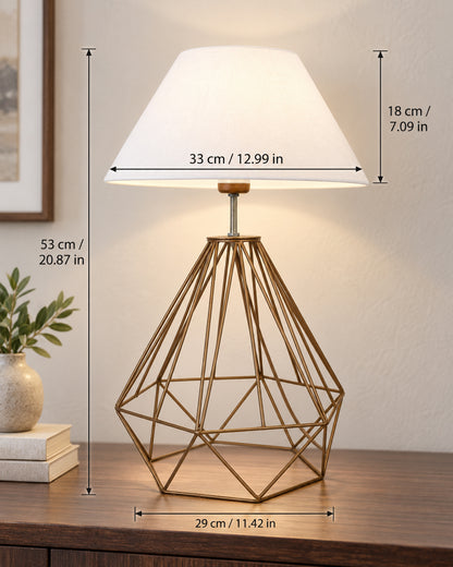 Modern Farmhouse Metal Diamond Desk Table Lamp with Light Bulb Decorative Bed Table Side Golden Light