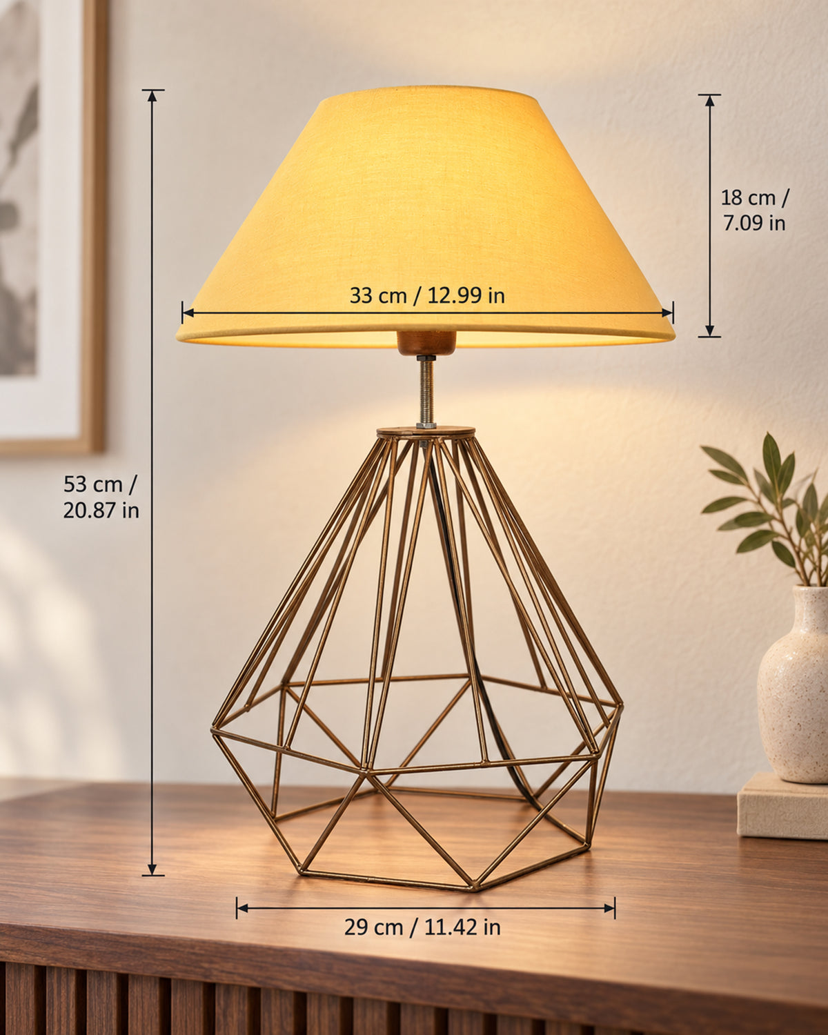 Modern Farmhouse Metal Diamond Desk Table Lamp with Light Bulb Decorative Bed Table Side Golden Light