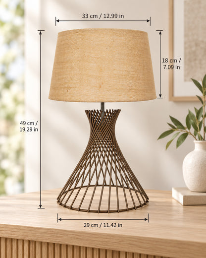 Modern Table Lamps, Spiral Metal Wire Golden Base with Fabric Lampshade for Home Office Cafe Restaurant