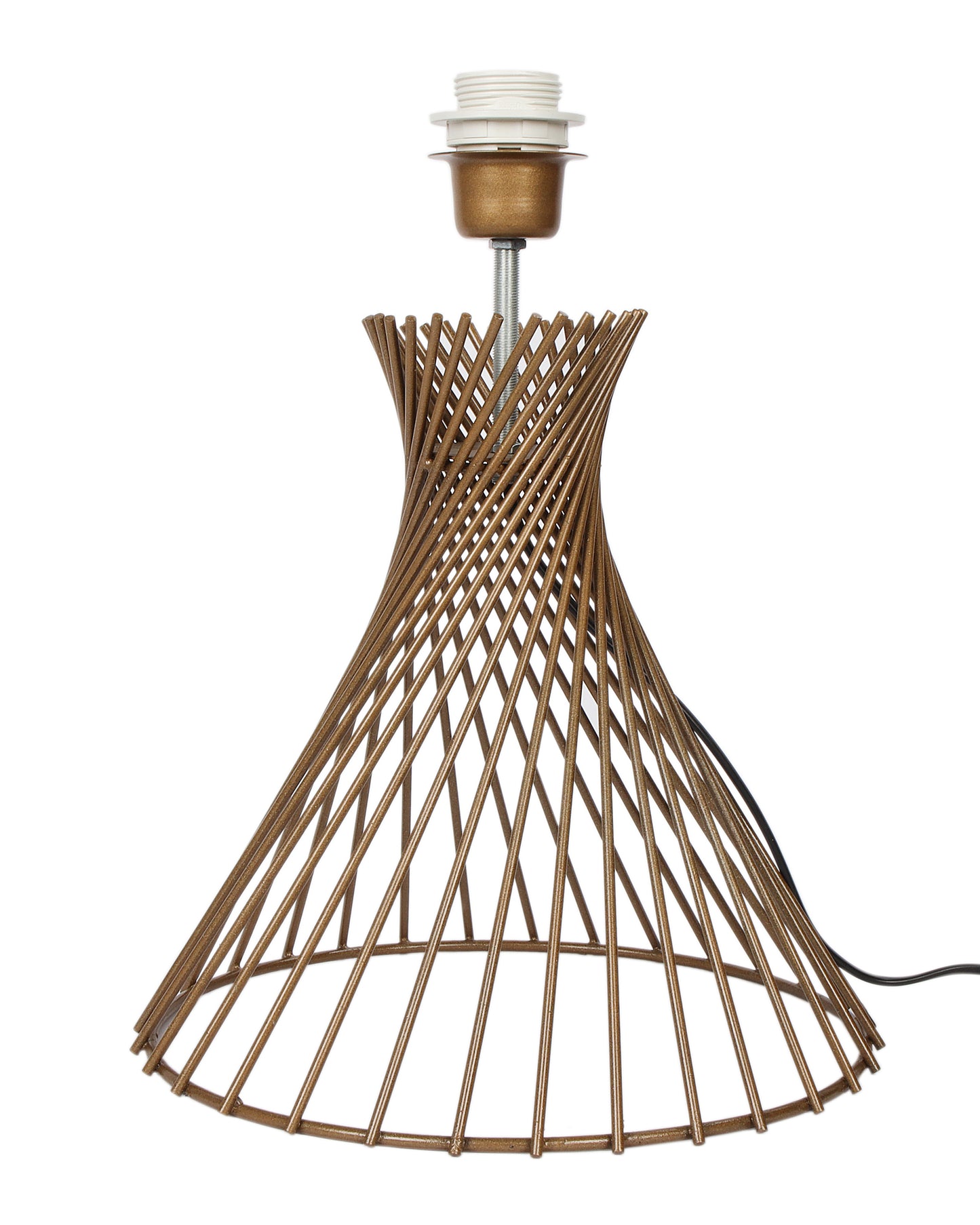 Modern Table Lamps, Spiral Metal Wire Golden Base with Fabric Lampshade for Home Office Cafe Restaurant