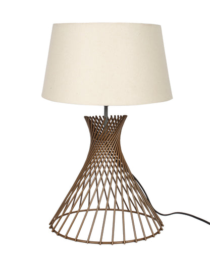 Modern Table Lamps, Spiral Metal Wire Golden Base with Fabric Lampshade for Home Office Cafe Restaurant