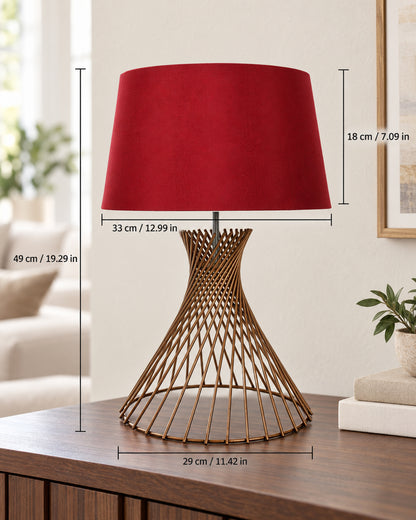 Modern Table Lamps, Spiral Metal Wire Golden Base with Fabric Lampshade for Home Office Cafe Restaurant