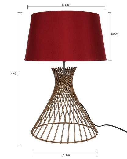Modern Table Lamps, Spiral Metal Wire Golden Base with Fabric Lampshade for Home Office Cafe Restaurant