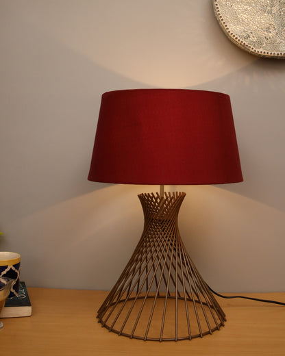 Modern Table Lamps, Spiral Metal Wire Golden Base with Fabric Lampshade for Home Office Cafe Restaurant